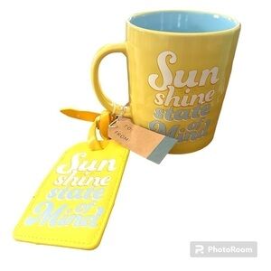 Sunshine State of Mind Coffee Mug with Matching Luggage Tag NWT